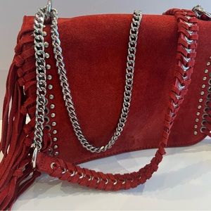 Zara Red Fringe Crossbody Bag